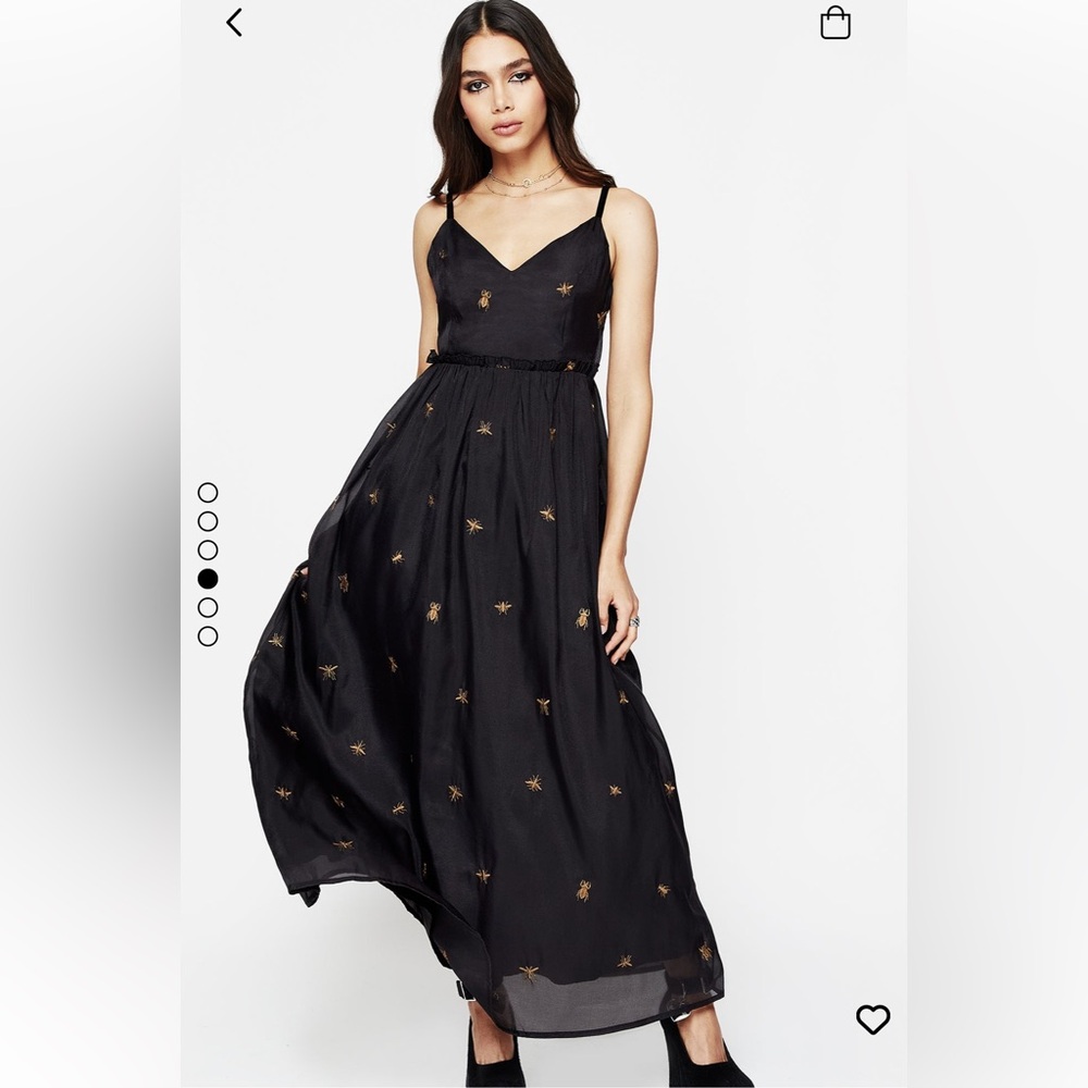 Disturbia Insectarium Black Dress with Gold Embroidery